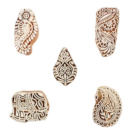 Set of 5 Piece New Mix Wooden Printing Blocks